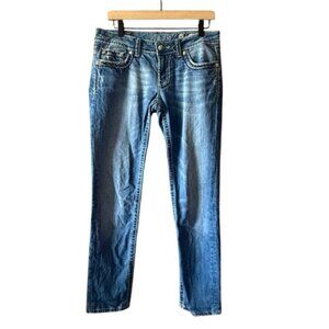 Women's 30 Miss Me Skinny Metallic Thread Denim Jeans Low Rise